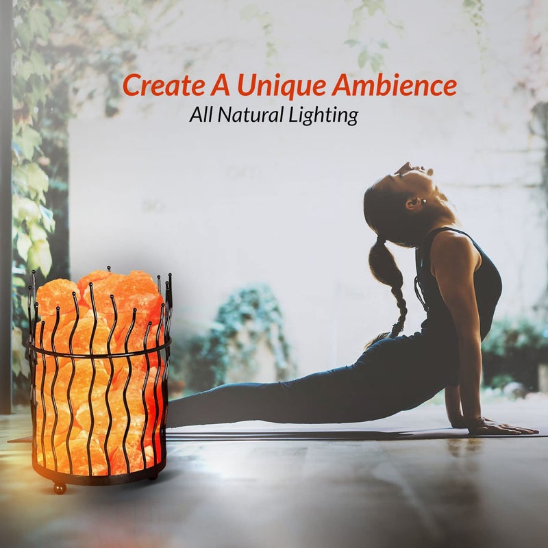 Himalayan Glow Pillar style Salt Basket Lamp with salt chunks, Himalayan Salt lamp with Touch Dimmer Control, Amber Glow, Idle for Home, Offices, and Dorm Decor - Image 5